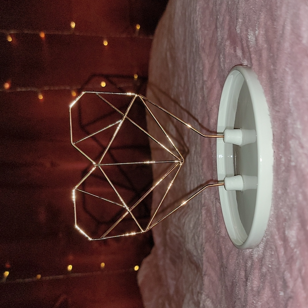 Rose gold geometric heart jewelry dish